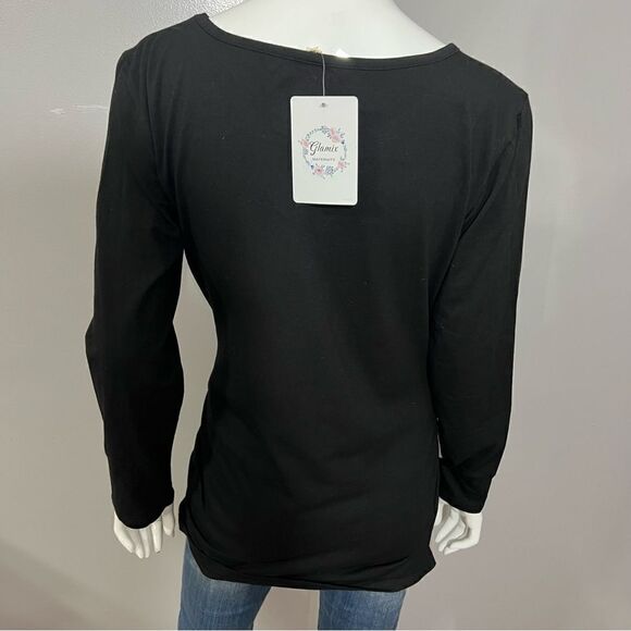NWT Glamix "First Christmas" Black Ruched Sides Maternity Top - XL - Picture 6 of 10